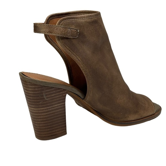 Lucky Brand Choco Brown Open Toe Ankle Strap Sandal Bootie Size 8 Block 4” Heels - Picture 2 of 13